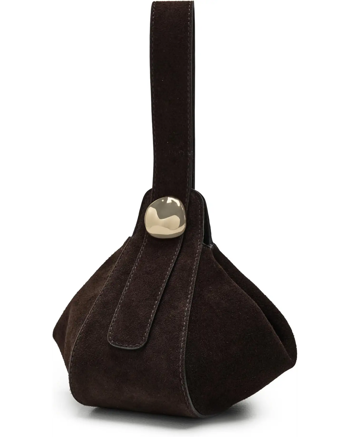 Minimal Curved Suede Shoulder Bag