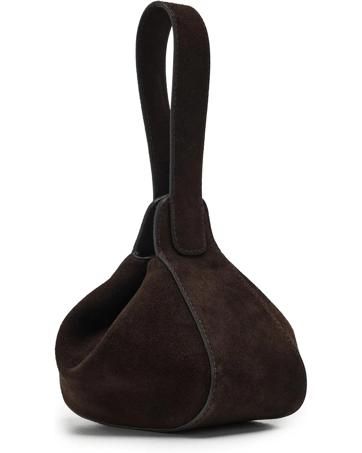 Minimal Curved Suede Shoulder Bag