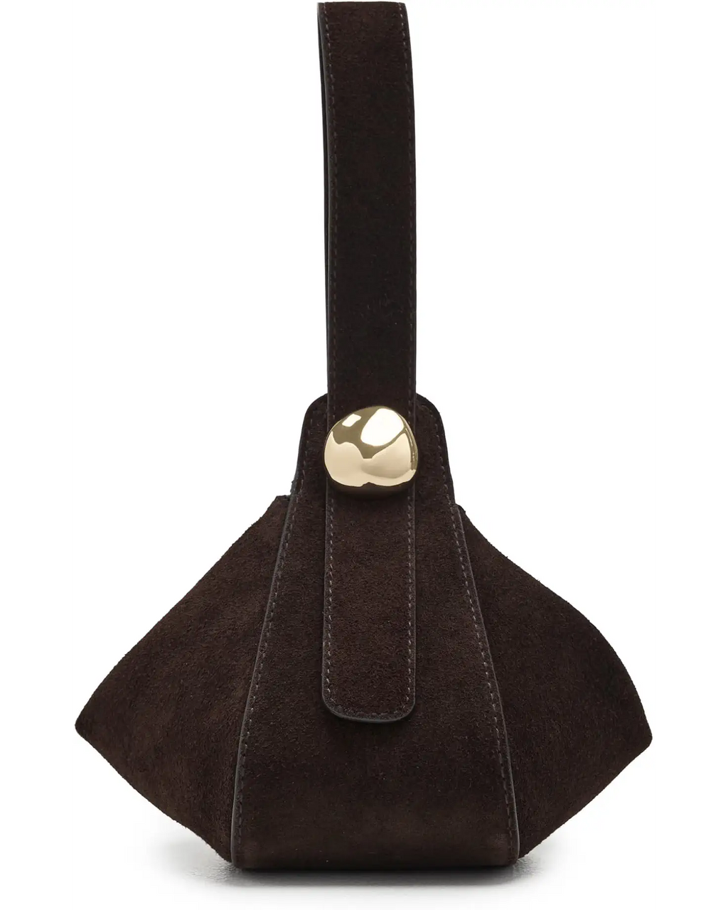 Minimal Curved Suede Shoulder Bag