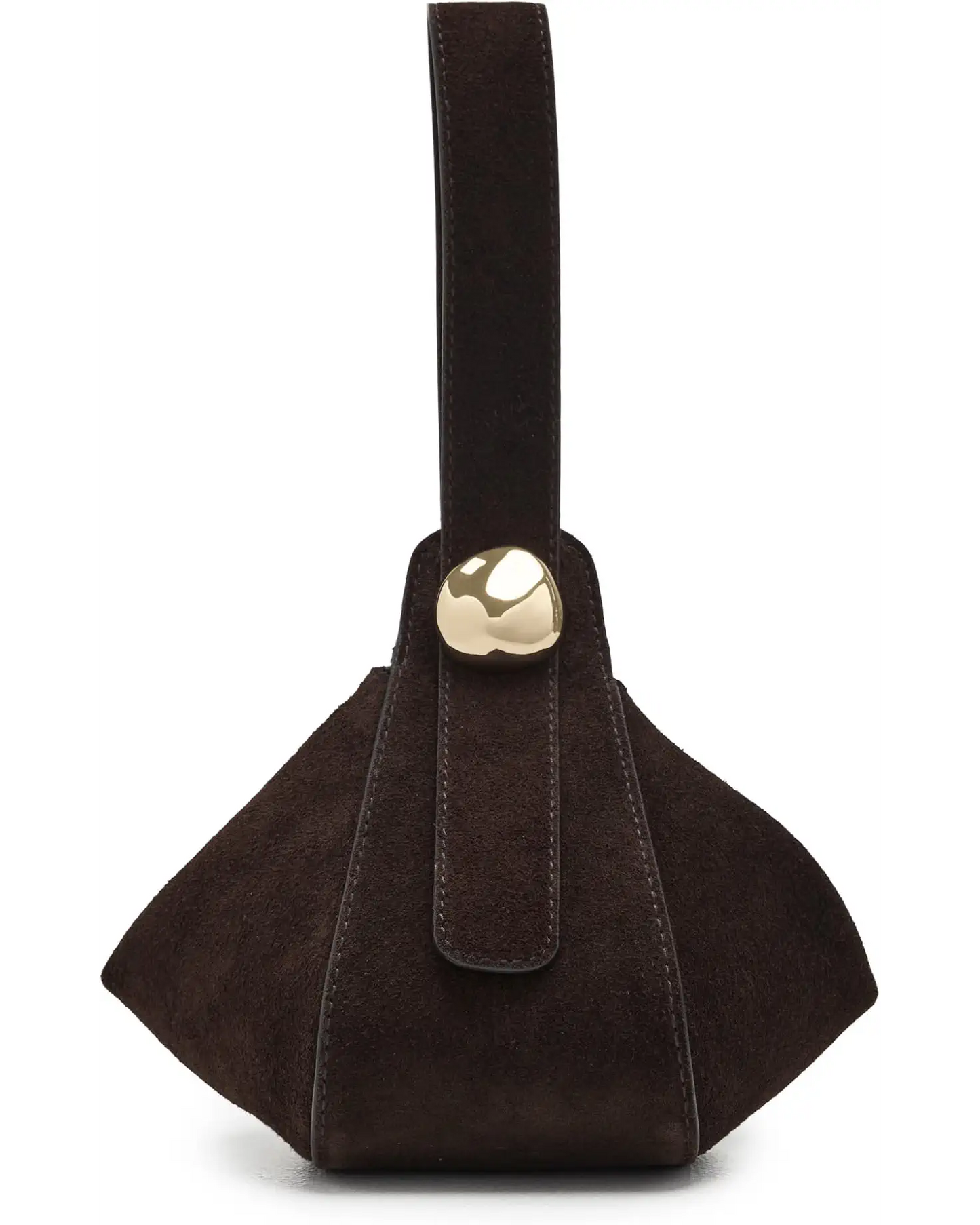 Minimal Curved Suede Shoulder Bag