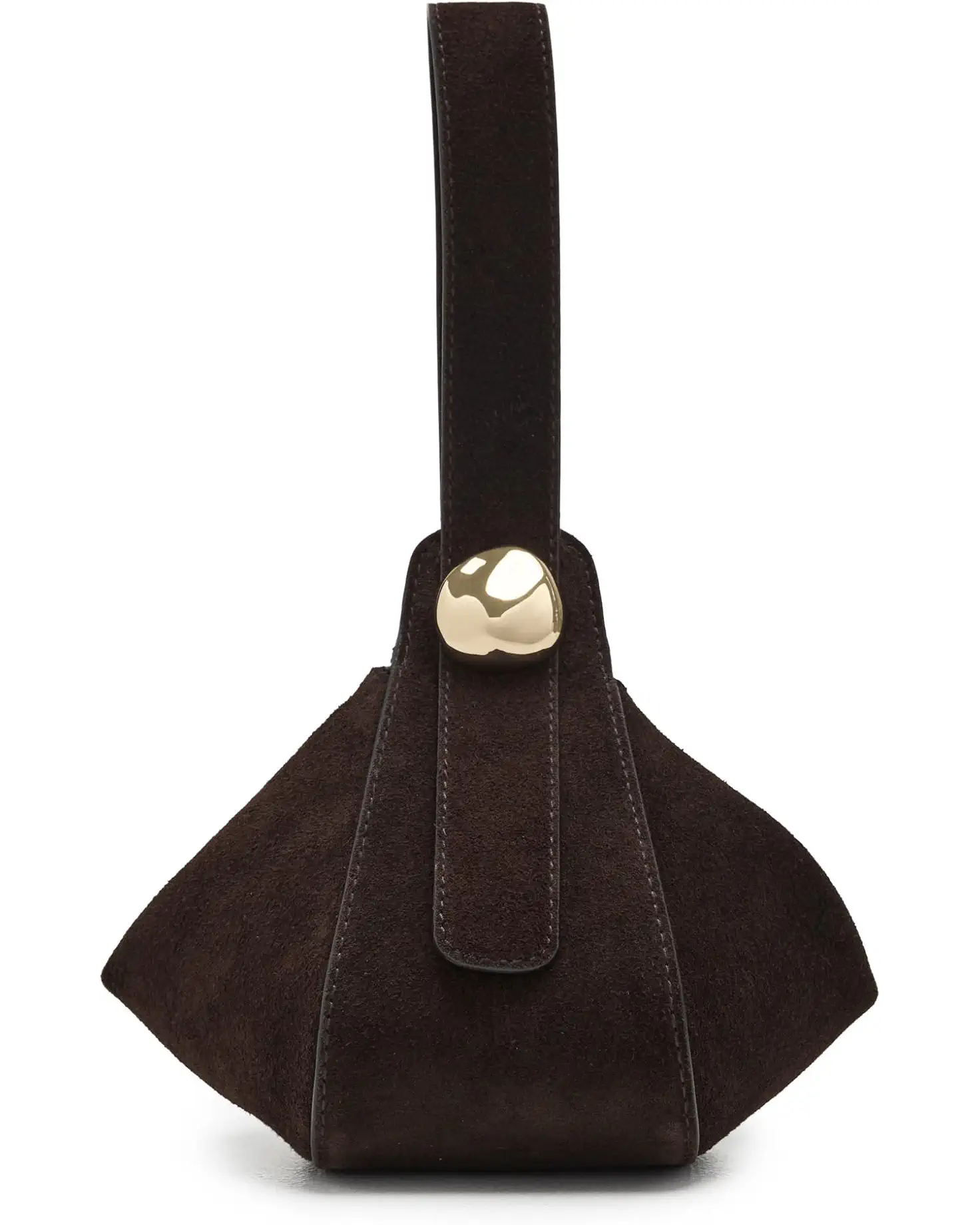 Minimal Curved Suede Shoulder Bag