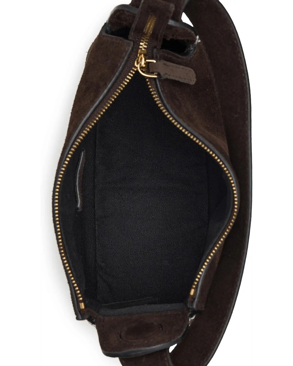 Minimal Curved Suede Shoulder Bag