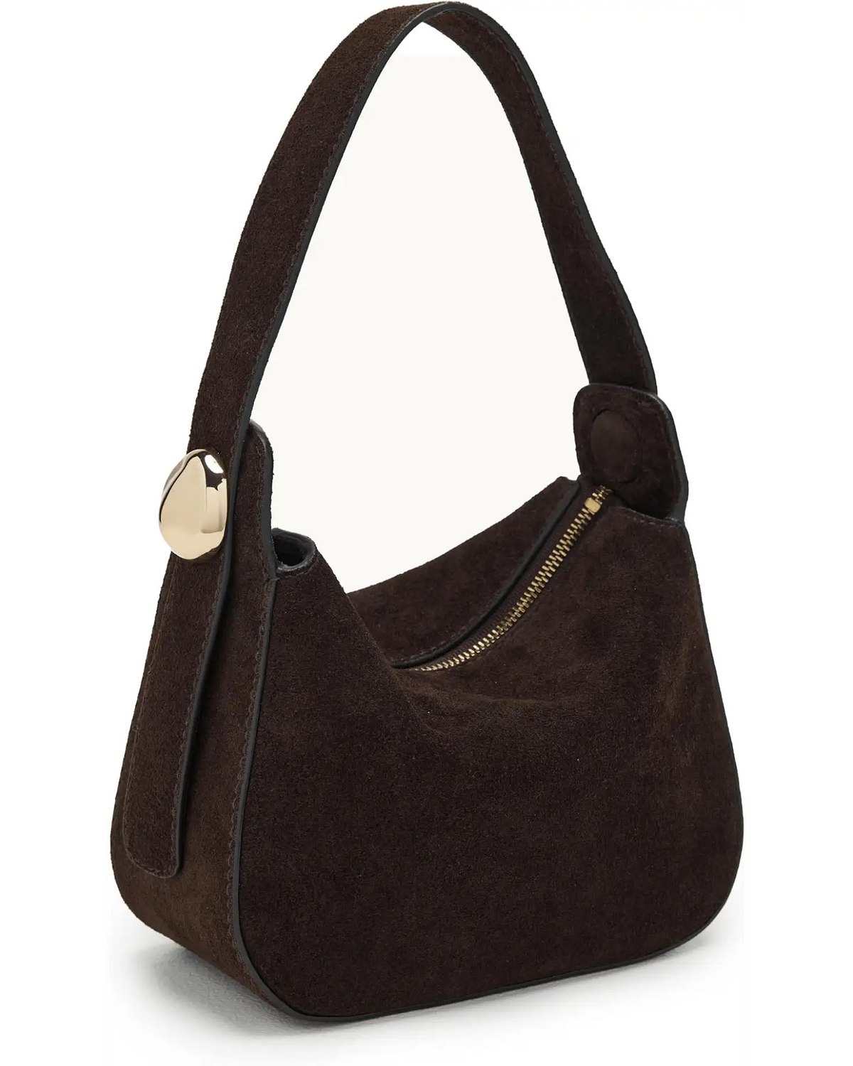 Minimal Curved Suede Shoulder Bag