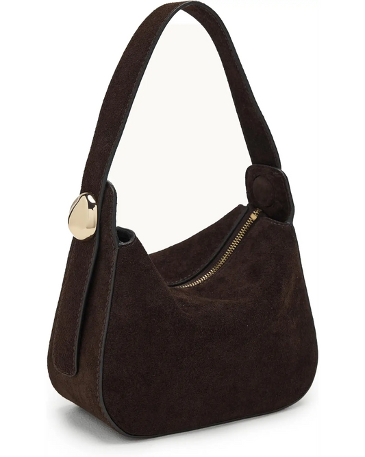 Minimal Curved Suede Shoulder Bag