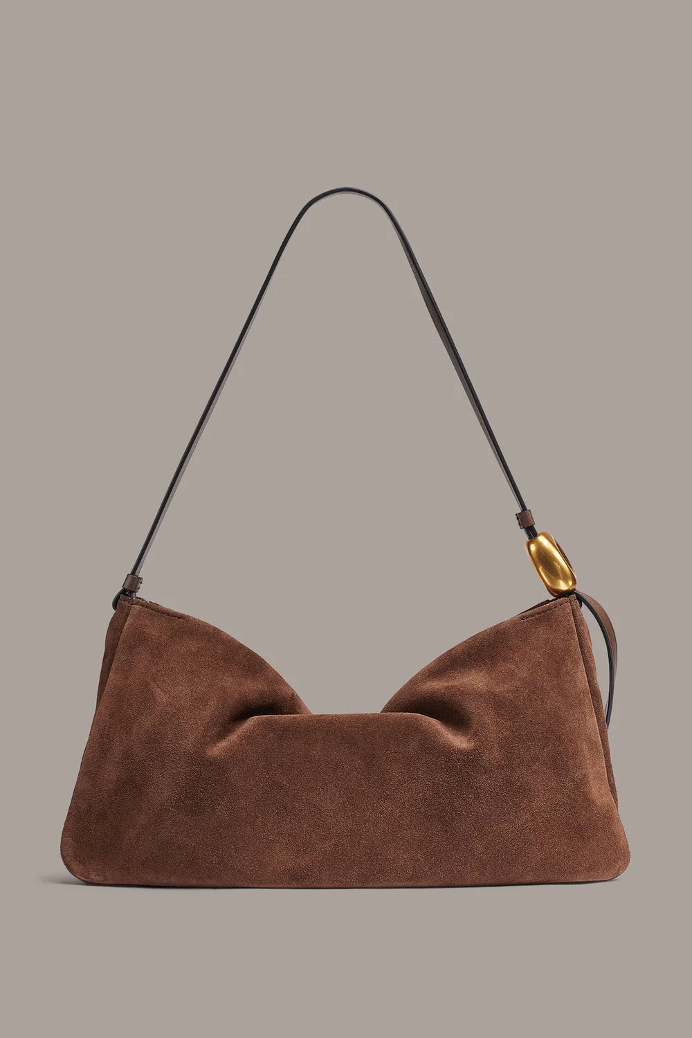 Ruched Suede Underarm Bag
