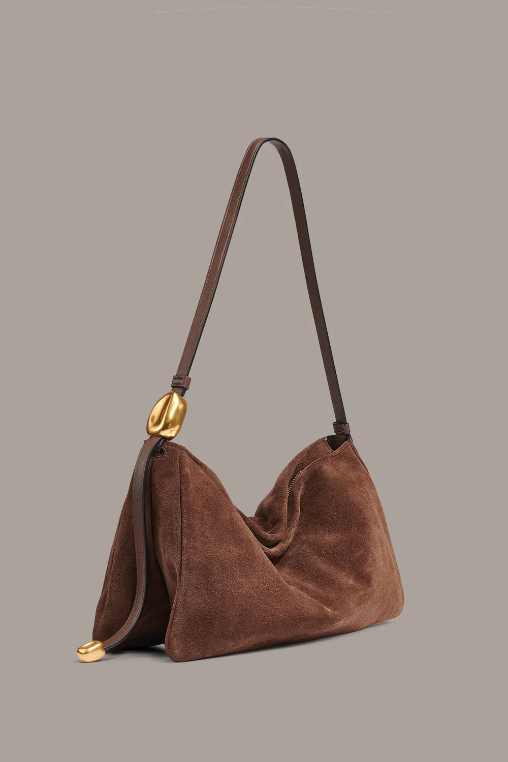 Ruched Suede Underarm Bag