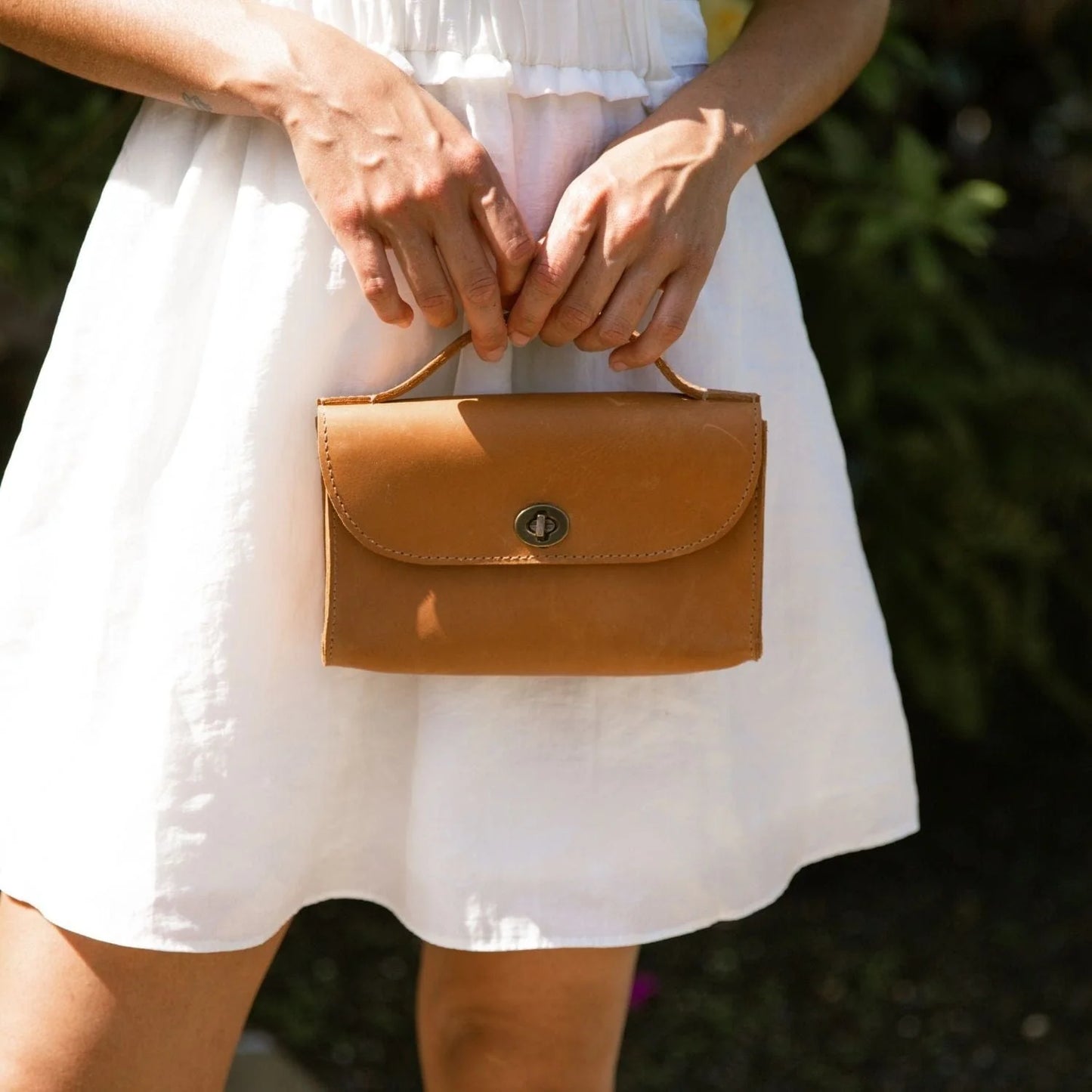 Full Grain Leather Mini Satchel Hand Clutch