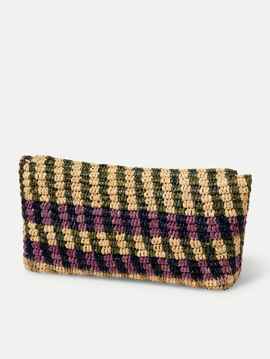 Raffia Foldover Toggle Clutch Bag